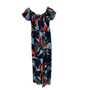 Patrons of Peace Romper Womens X-Small XS Blue Floral Short Sleeve Boho Jumpsuit